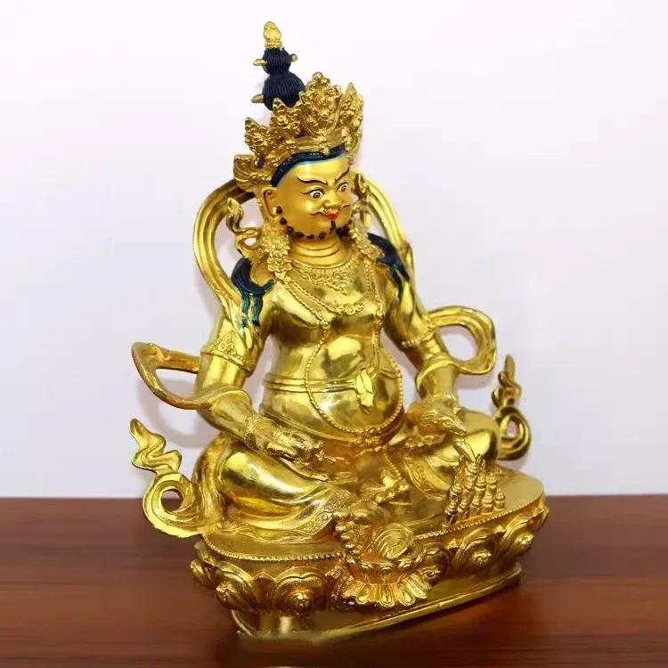 Feng Shui Copper Yellow God of Wealth Buddha Statue Tantric Home Living Office Sculptures