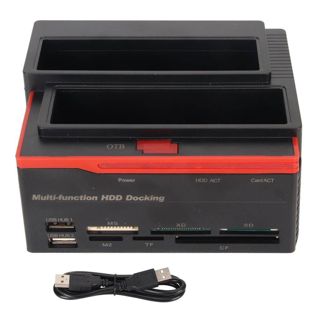 HDD Docking Station Dual Bay 480Mbps USB2.0 To SATA IDE Clone Function Hard Drive Reader for