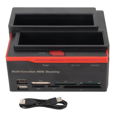 HDD Docking Station Dual Bay 480Mbps USB2.0 To SATA IDE Clone Function Hard Drive Reader for