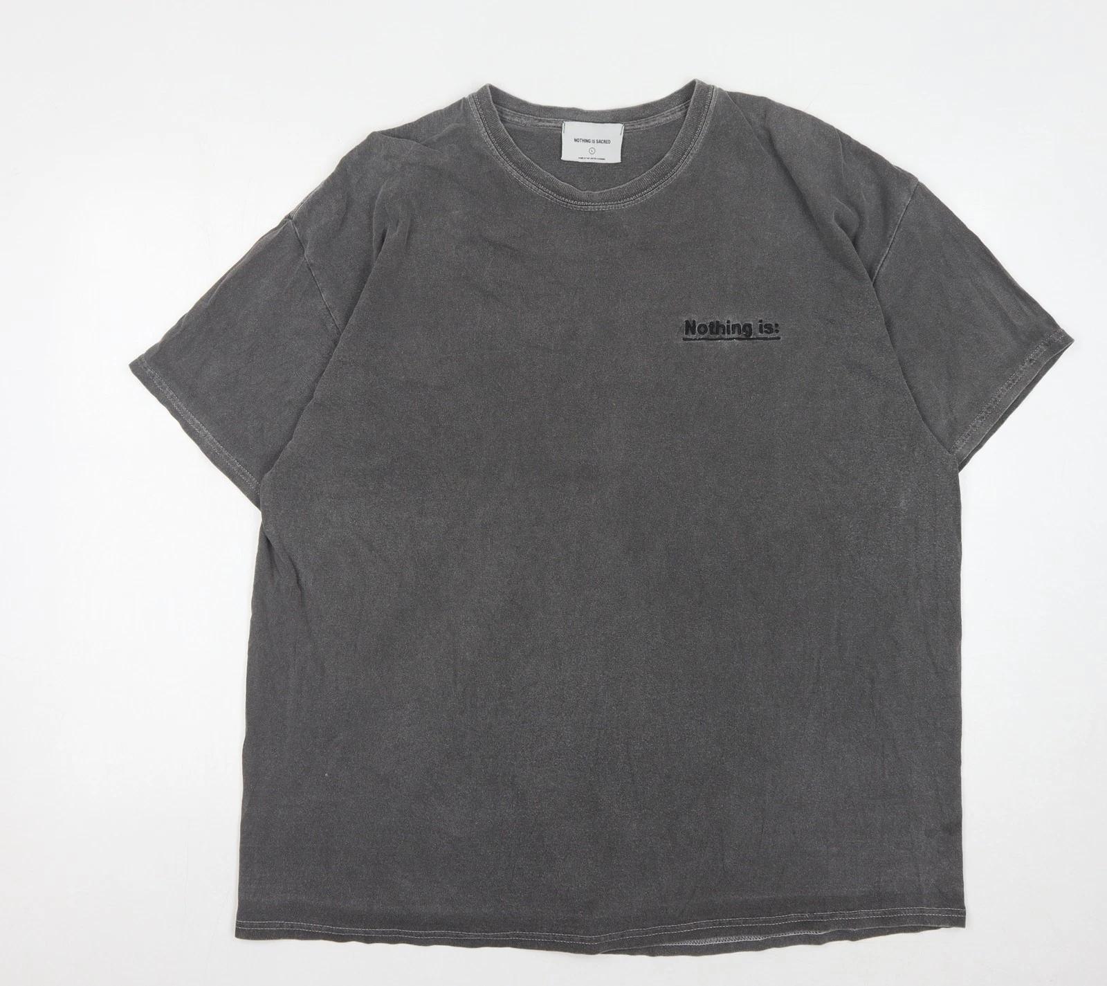 

Nothing Is Sacred Men s Grey Crew Neck T-Shirt L S