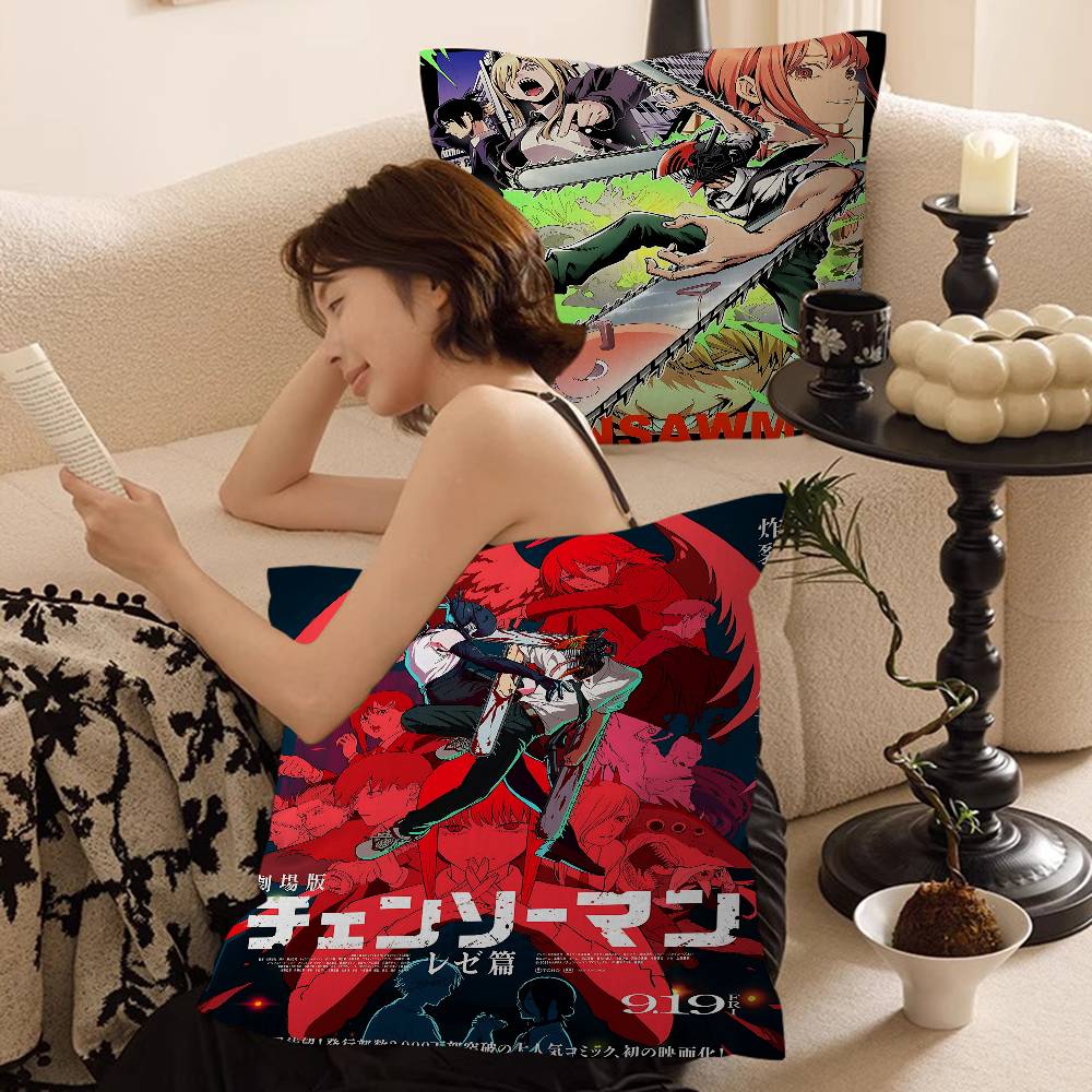 Anime Chainsaw Man Lucky Dragon Pillow Cover Sofa Cushion Cover Home Room Decoration Children Gift