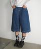 RONRON Scallop Bermuda Denim Pants Medium Blue
