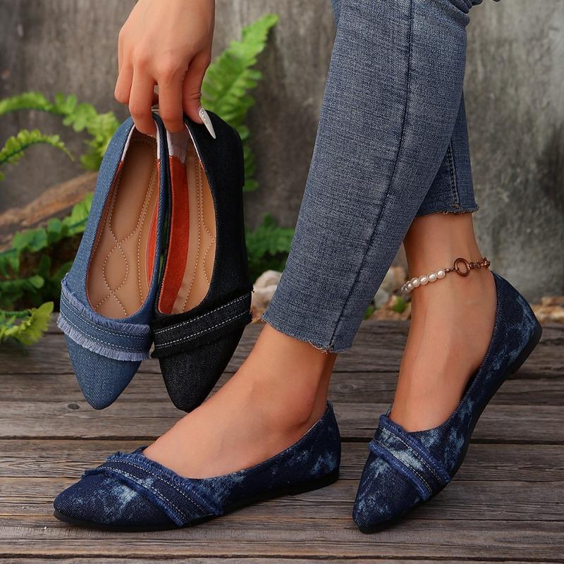 New Women's Single Shoes, One-pedal Flat-bottomed Pointed Head Shallow Mouth Single Shoes, Fashionable and Comfortable Single Shoes Women
