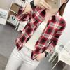 Women's Korean Style Plaid Shirt, Long Sleeve, Loose Fit, College Style Outerwear, 2025 Spring/Autumn Collection