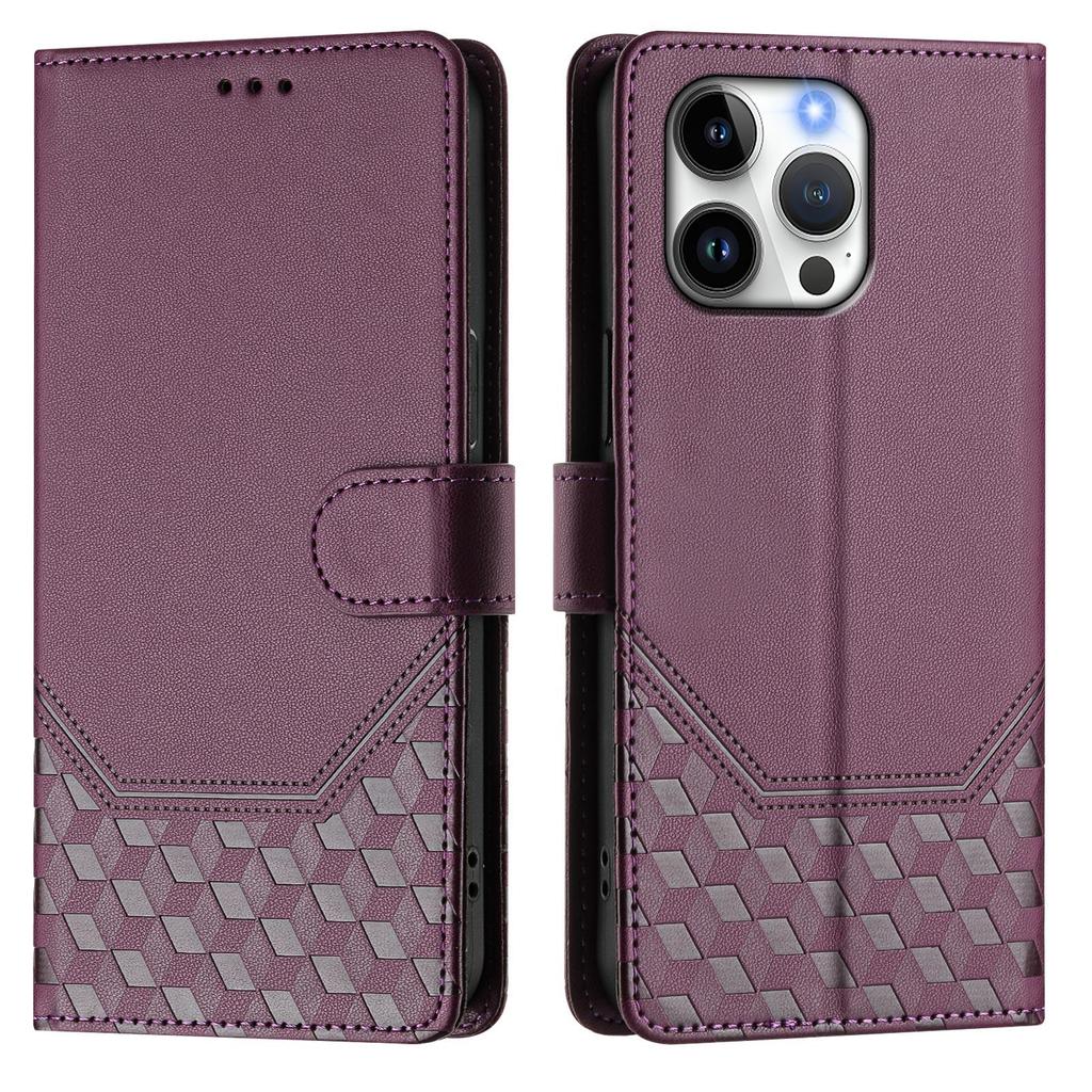 Luxusní 3D Grid kožené pouzdro na telefon Peněženka Kniha Stojan na KiskStánek pro iPhone 16 Pro Max Samsung S25 S24 Xiaomi Redmi Honor Oppo držák magnetické karty Flip Cover