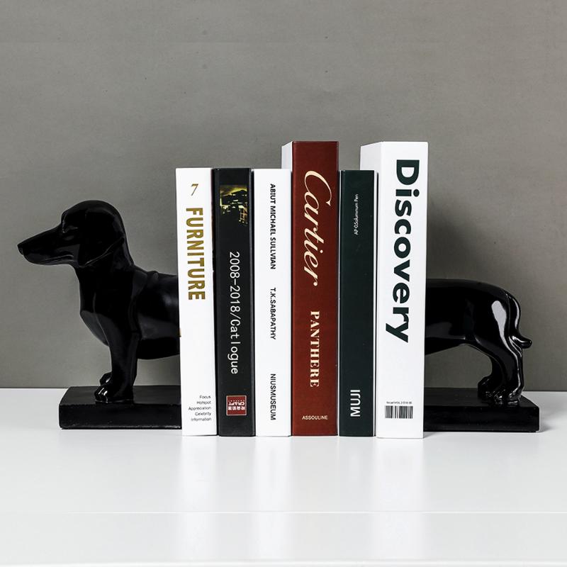 Fake Books Luxury Decoration Dachshund Sculpture Animal Office Desk Decorative Bookend Book Accessories Luxury Decorative Book