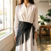Women Retro Tassel Waistband Wide Belt with Fringe Hip Scarf for Dance Costume Shirt Skirts Dress Fashion Waist Decor