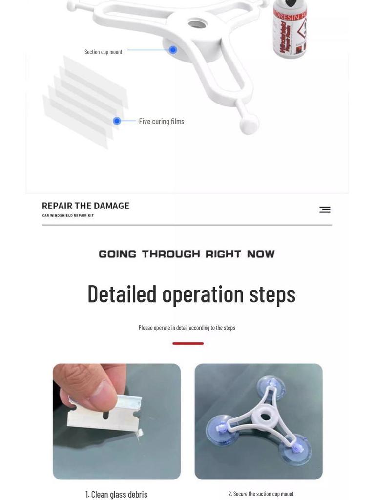 Windshield Repair Liquid for Cracks, Fissures & Scratches - Traceless Damage Restorer