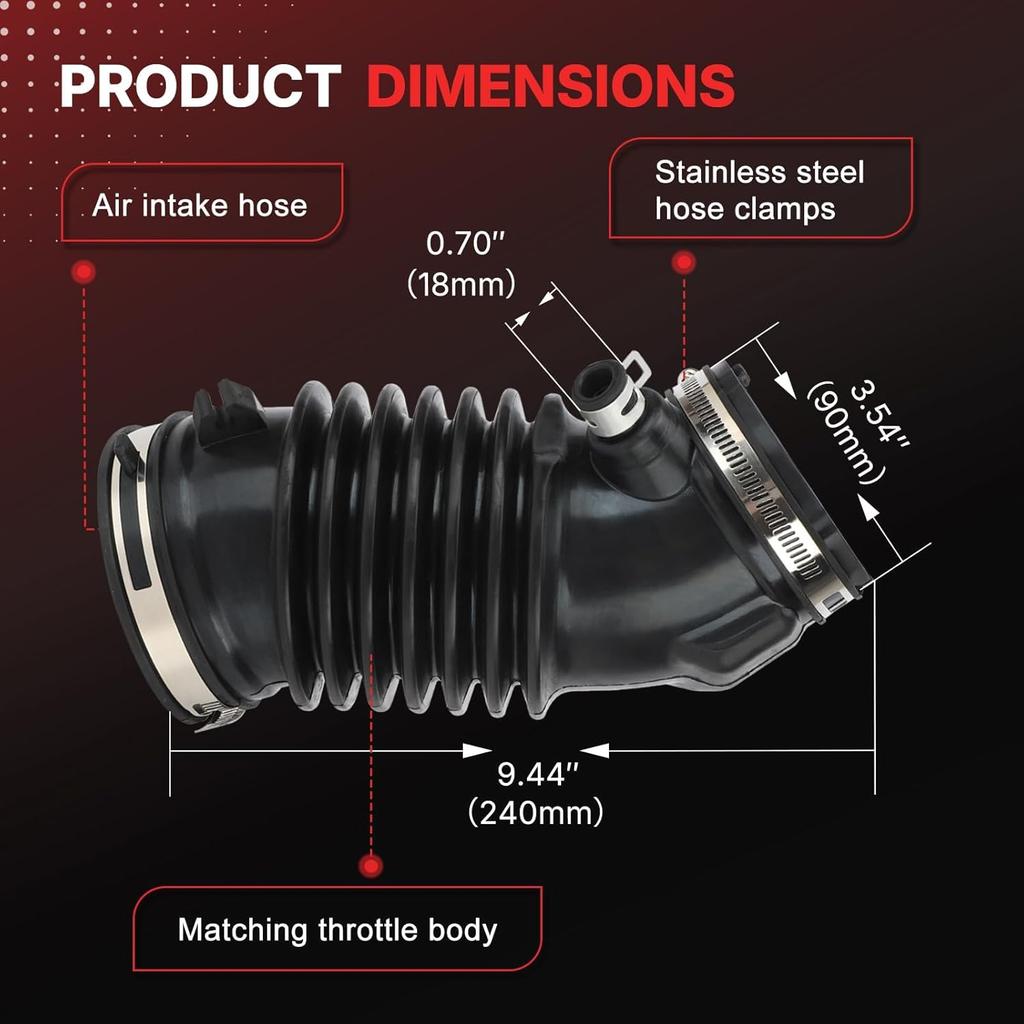 17228-5J6-A00 Air Cleaner Intake Hose Tube For 14-16 Acura MDX /16-22 Honda Pilot/Ridgeline/Odyssey/Passport Replaces# 172285J6A00 W0159-N914242