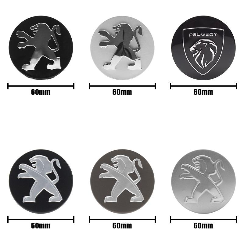 2026 Hot Car Sticker 4pcs Car 60MM Wheel Center Covers Hub Caps Badge Emblem For Peugeot 405 605 806 RCZ 206 207 208 306 307 508