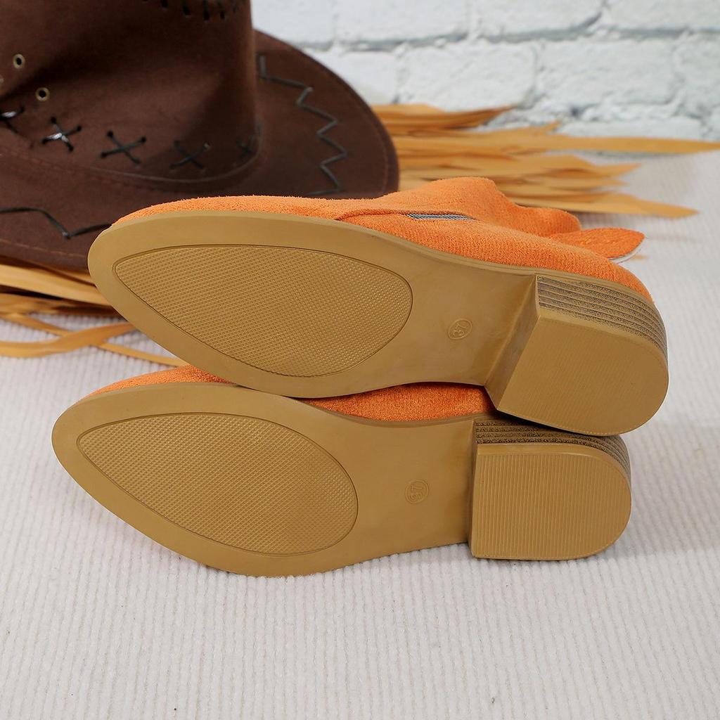 Women's Suede Martin Boots with Thick Low Heels and Side Zipper - Large Size Available