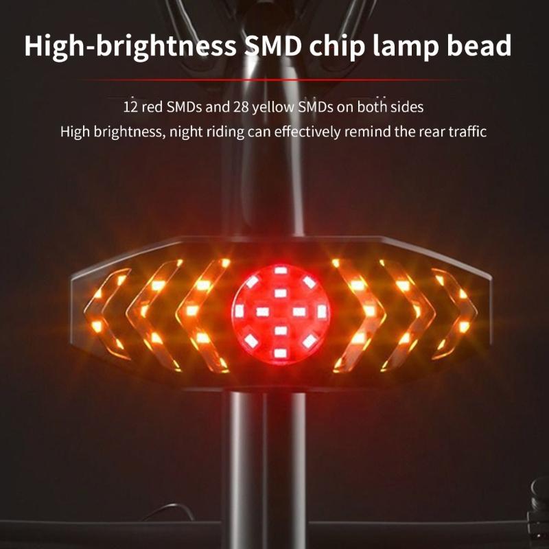 Rechargeable Bike Rear Light with Turning Signal for Cycling 5 Lighting Modes