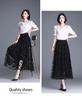 Women's High-Waisted Double-Sided Flocked Mesh Pleated A-Line Midi Skirt - New Slimming Spring Style