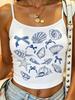Sweet & Spicy Y2K Floral Camisole Crop Top - Slim, Navel-Baring Summer Tank for Women