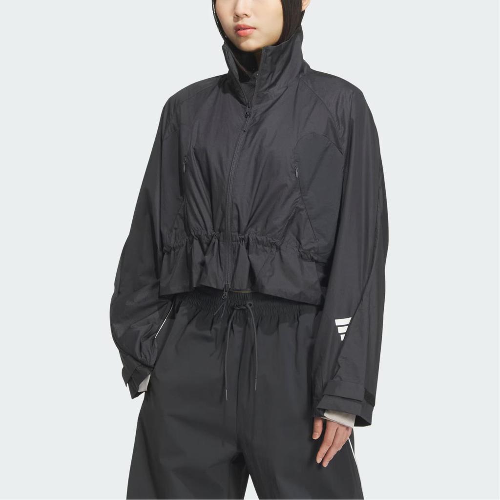 adidas Fos Series Fashion Simple Loose Versatile Stand Collar Jacket Women Jacket Carbon-Black JM4271
