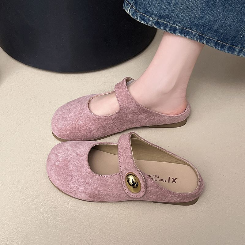 French flat-soled Mary Jane shoes women's summer outer wear bag head 2025 new one-pedal comfortable soft-soled lightweight cool slippers