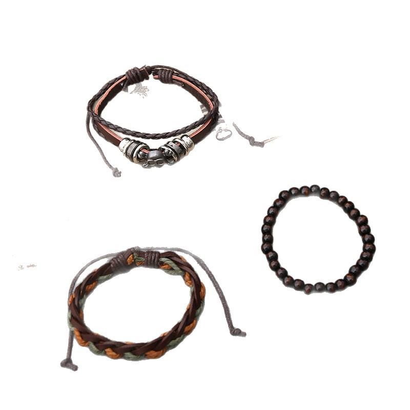 Alloy Arrow Heart Retro Faux Leather Men's Bracelet Set