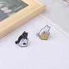 Feed Myself Enamel Pins Cute Black White Cat Dried Fish Bag Brooches Lapel Badge