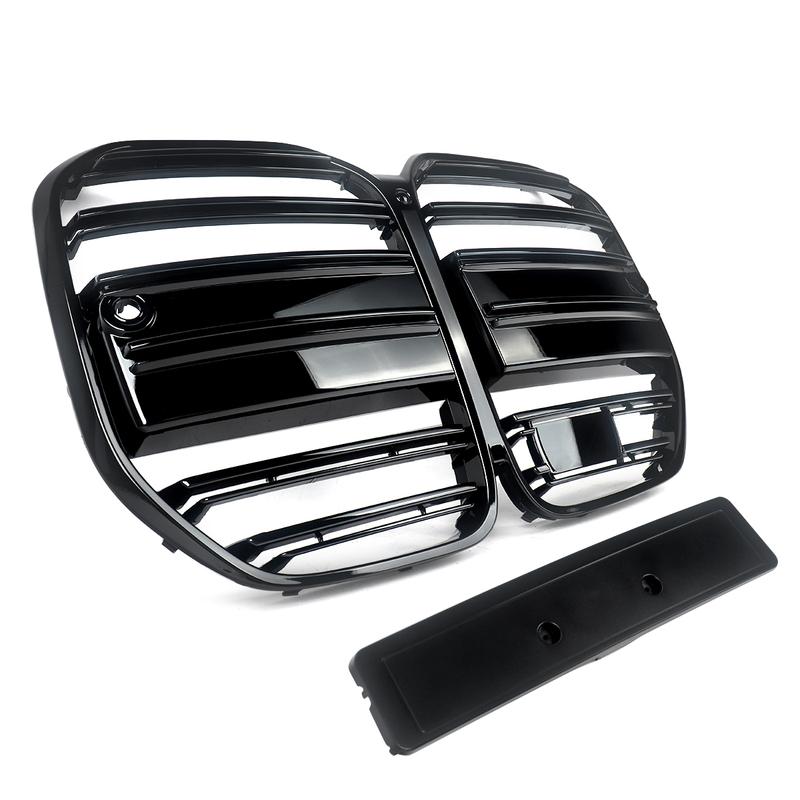M4 Style Front Bumper Grille Compatible with BMW 4 Series G22 G23 420i 430i 435i M440i 2021-2024 Kidney Racing Grill Gloss Black