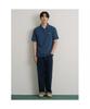Binpolmen Open-Neck Soft Crescent Pique T-Shirt Blue