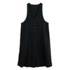 Summer Art Loose Solid Color Cotton Hemp V-neck Sleeveless Medium Length Dress for Women