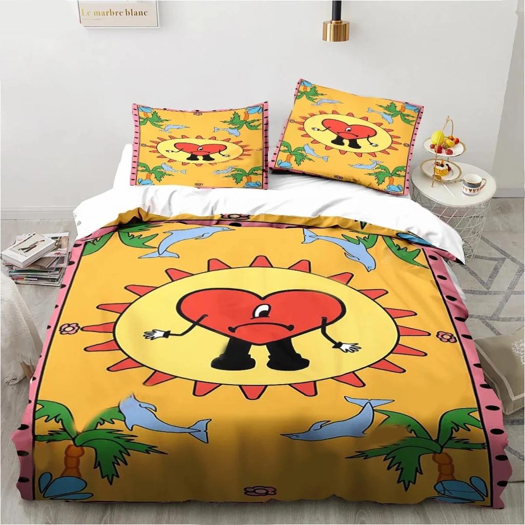 3D-Druck Lustiges Bad Bunny Un Verano Sin Ti Bettwäsche-Set Bettbezug Bettset Bettbezug Kissenbezug Bettdecke King Queen Size