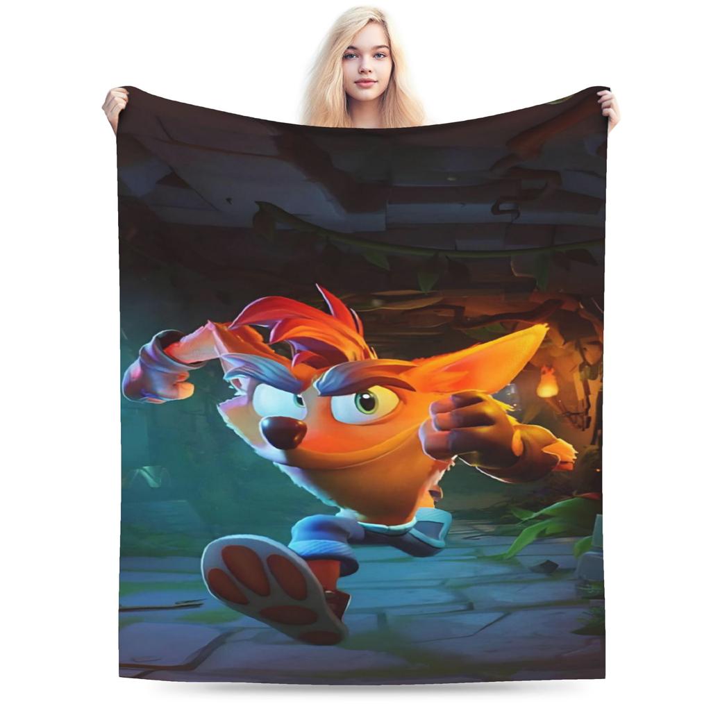 C-Crash B-Bandicoot Decke Warm Weich Grafisch Plüsch Bettwäsche Überwurf Für Mädchen Jungen Heimdekoration Flanell Tagesdecke Bettbezug