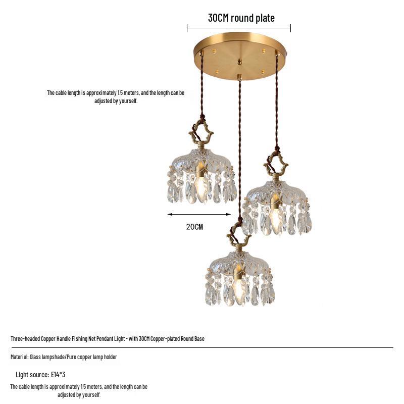 American Retro Crystal Chandelier for Hallway, Bedside, Balcony, and Cloakroom.