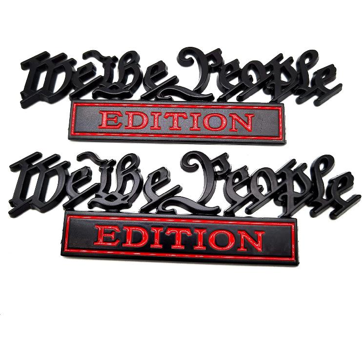 Classic We The People Edition 3D Full Metal Car Emblems Decals Labels Personalized Decoration To Highlight Yourself 2PC(Black/Red)