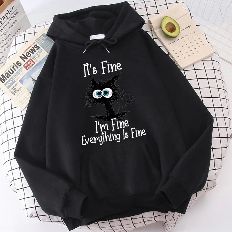 (Unisex Hoodie)Новые толстовки с принтом кота, женские толстовки унисекс, повседневные топы с капюшоном, пуловеры 2XL