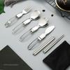 Flatware Lunch Utensils Kitchen Tool Folding Fork Serving Spoon Folding Cutlery Set Tableware