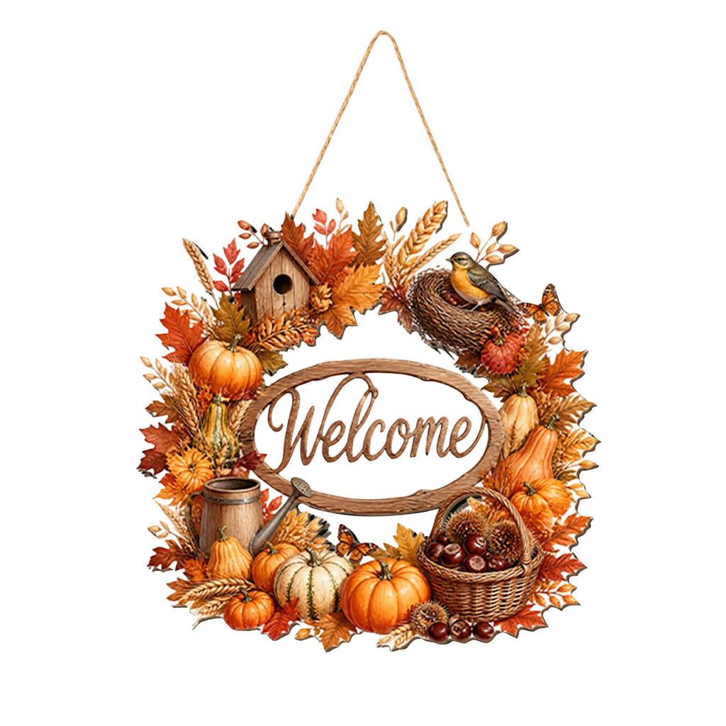 Wooden Pumpkin Hanging Ornament for Festival Fall Home Decor