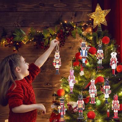 20Pcs Christmas Wooden Nutcracker Soldier Xmas Tree Hanging Ornaments 2025 Christmas Party Home Decoration 2026 New Year Gifts