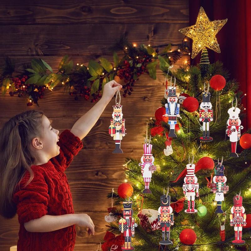 20 ks Vánoční dřevěný louskáček voják vánoční stromek závěsné ozdoby 2025 vánoční večírek domácí dekorace 2026 novoroční dárky