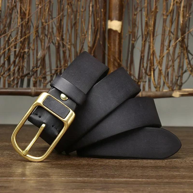 

3,8 см ремни из натуральной кожи высокого качества из натуральной кожи для мужчин, фирменный ремень, мужская пряжка из латуни, джинсы Cowboy Cintos, роскошный дизайнер 125cm чёрный
