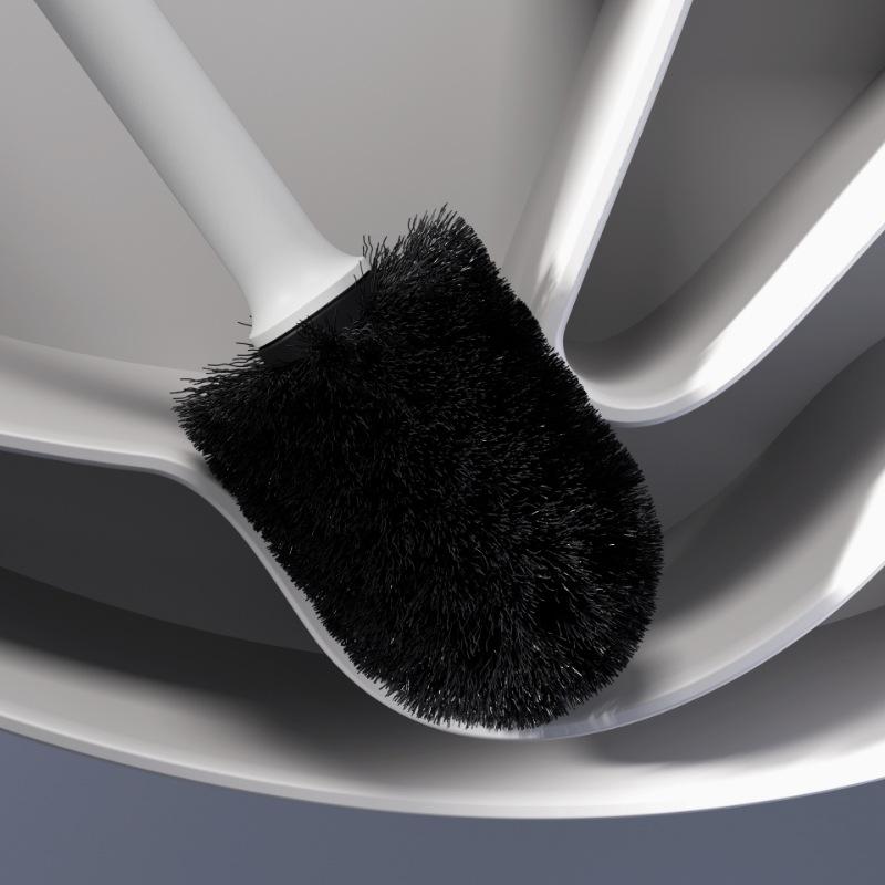 Plastic Toilet Brush with Base Set, Household Toilet Brush Without Blind Spots, Nylon Bristle Bathroom Cleaning Brush