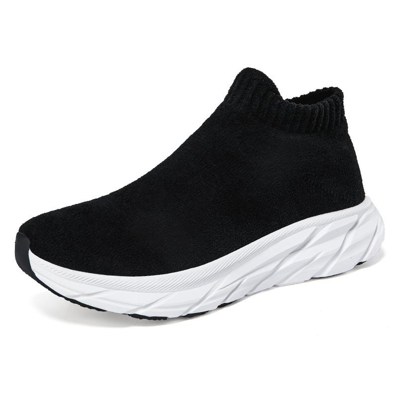 Autumn and winter suede sneakers men's and women's velvet platform casual shoes couple warm cotton shoes short boots spot