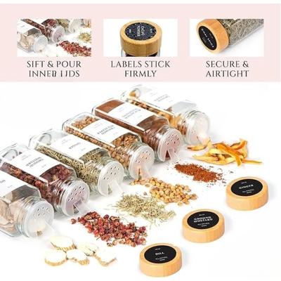 Glass Spice Jars with Wooden Cover 4oz Glass Jars Spice Jar Set Seasoning Jars Organizer Storage Bottles for Spice Rack