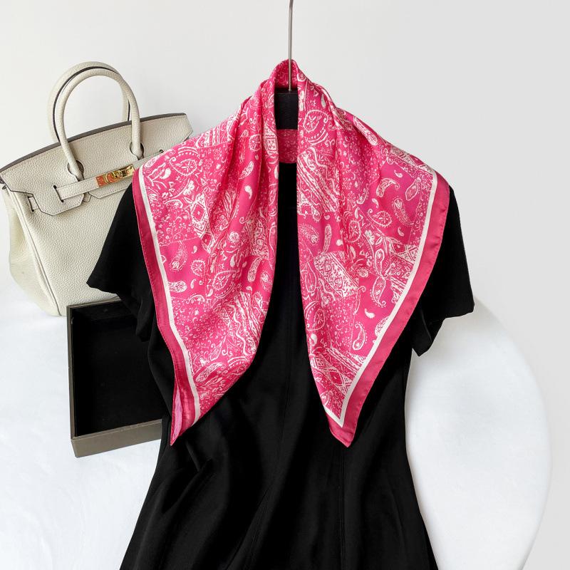Spring New Printed Small Square Scarf Satin Chiffon Imitation Silk Material Women's Silk Scarf Shopping with High-end Wholesale