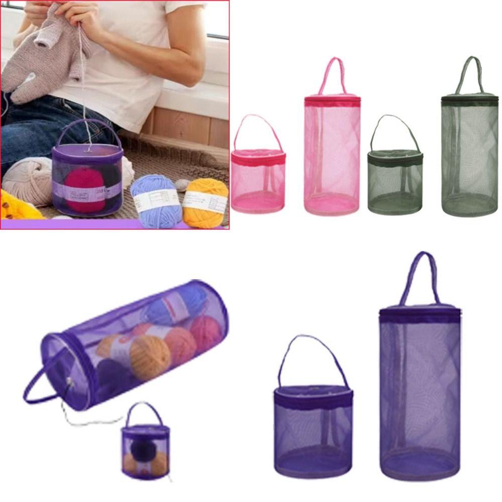 Round Yarn Storage Mesh Bag Hollow Mesh Yarn Crochet Organizer For Crochet, Sewing