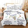 Cartoon Koala Bettbezug King Queen Liebliches Tier Bettwäsche-Set für Kinder Jugendliche Erwachsene Wildtiere Steppdeckenbezug mit Kissenbezug 2/3-teilig
