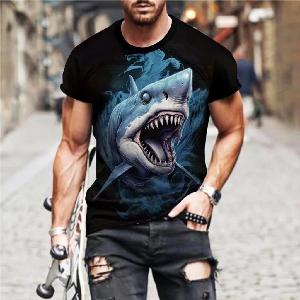 Summer Round Neck 3D Fun Print Top Fashionable Casual Short Sleeved Men's T-shirts