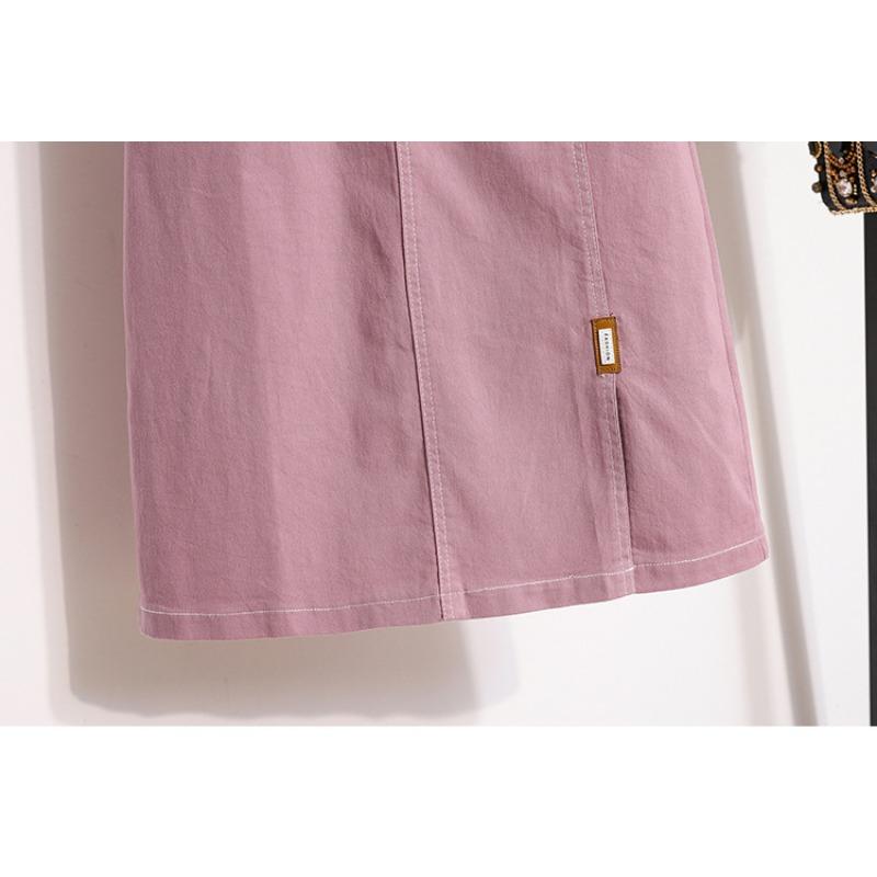 Summer Style Plus Size Skirts Solid Buttons Women Denim A-Line Vintage Basic Skirt 5XL Pink