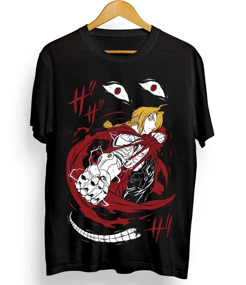 Fullmetal Alchemist Brotherhood Edward Elric Alphonse Elric TShirt Black S