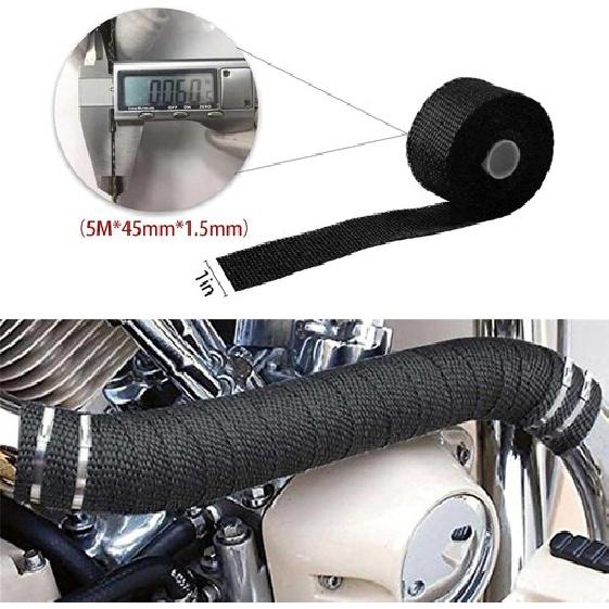 2'' x 16.5' Exhaust Header Wrap Tape for Motorcycle Fiberglass 2" x 16.5' BLACK