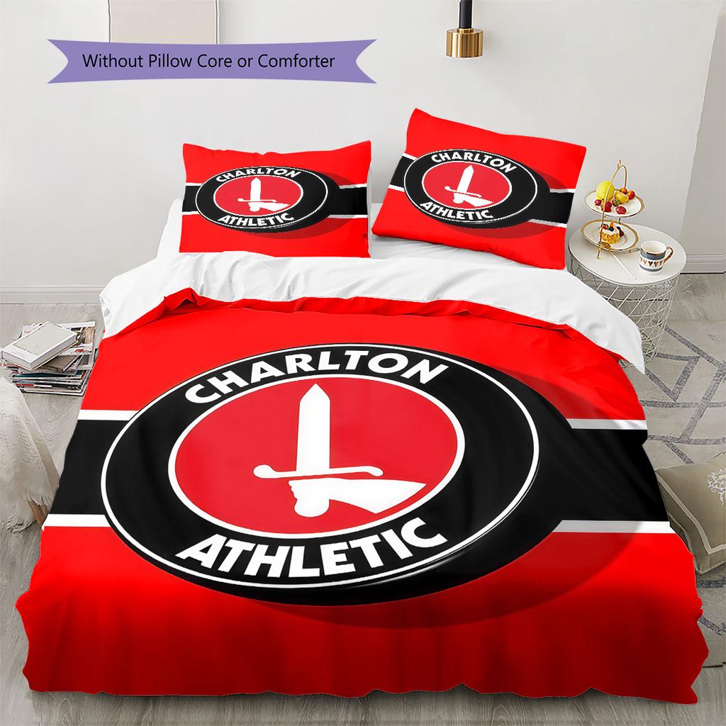 Charlton Athletic FC Pattern Bedding Home Decoration Birthday Gift ( 1 duvet cover + 2 pillowcase, without core),fan merchandise.