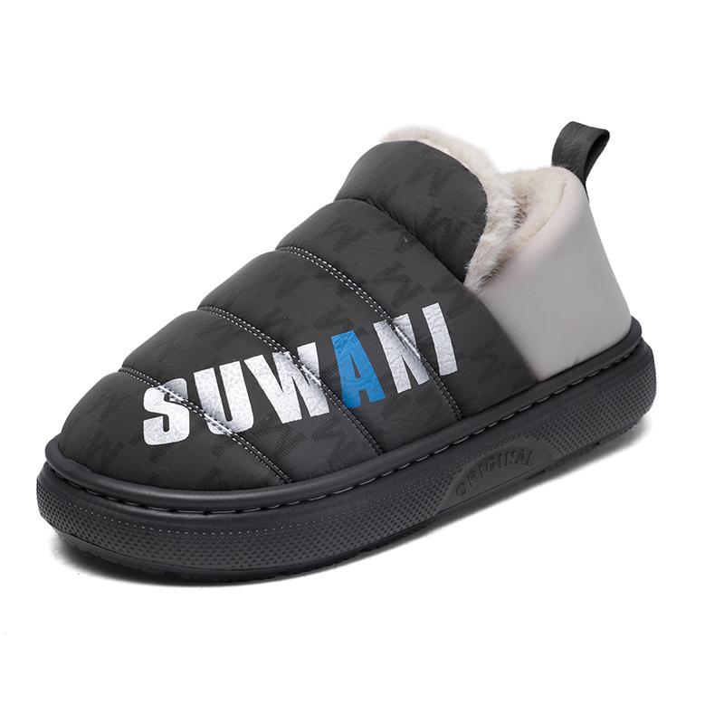 Мужские хлопковые тапочки мужские зимние новые уличные сумка на каблуке водонепроницаемые теплые начесанные утолщенные домашние закрывающие ногу меховые хлопковые туфли 40-41 4379₽