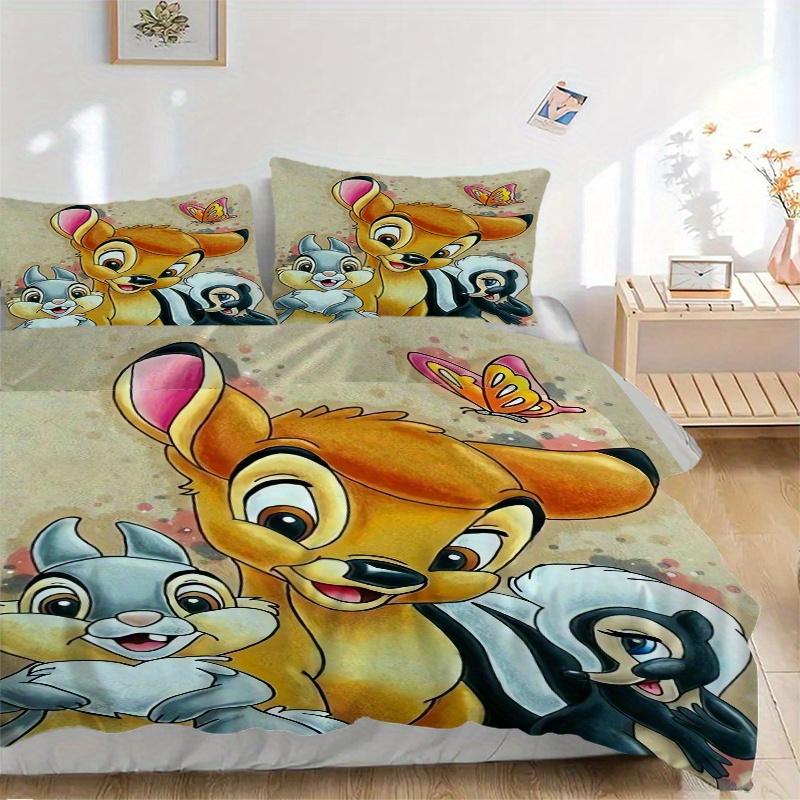 

3pcs Bambi Thumper & Miss Bunny Bedding Set - Includes Quilt Cover and Pillowcases, Suitable for All Seasons, Machine Washable - Ideal Gift for F 135x200cm