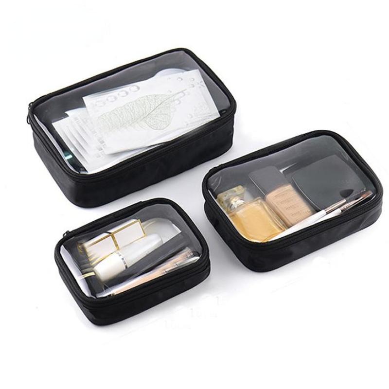 Schwarzes Netz-Make-up-Taschen für Damen, Reise-Toilettenartikel-Set, Make-up-Organizer für Kosmetik, Waschbeutel, kleine und große Make-up-Tasche