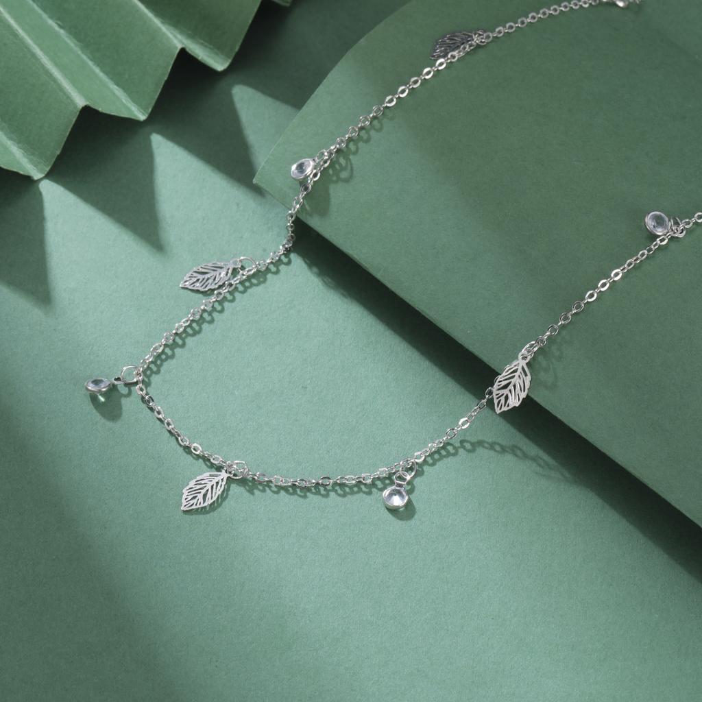 My Shape Leaf Charms Choker CZ Crystal Jewelry for Women Delicate Silver Plated Necklace Minimalist Gifts 2025 Trend